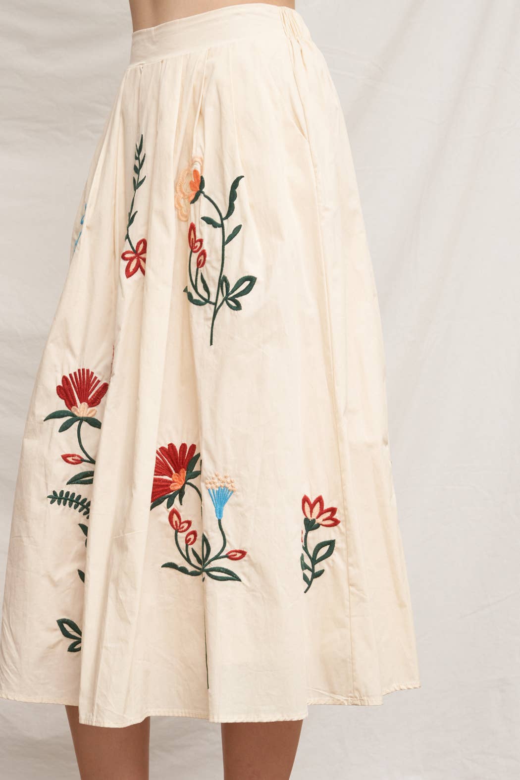 Floral Embroidered Skirt | Beige