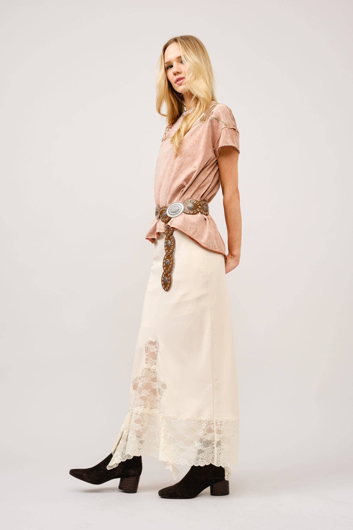 Embroidered Western Yoke T-Shirt | Off White