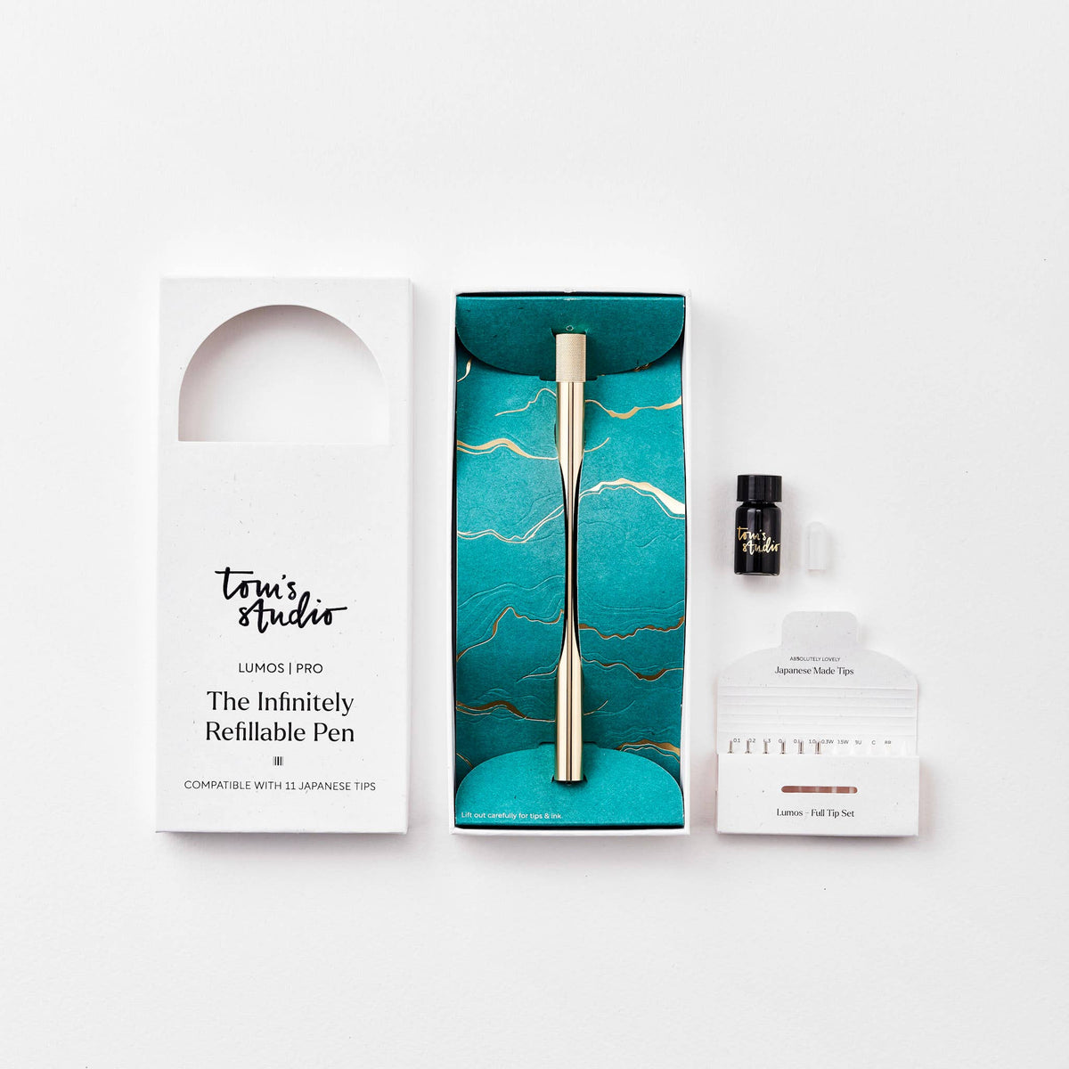 Lumos Pro Single | Refillable Multi-Tip Pen | Brass: Special Edition