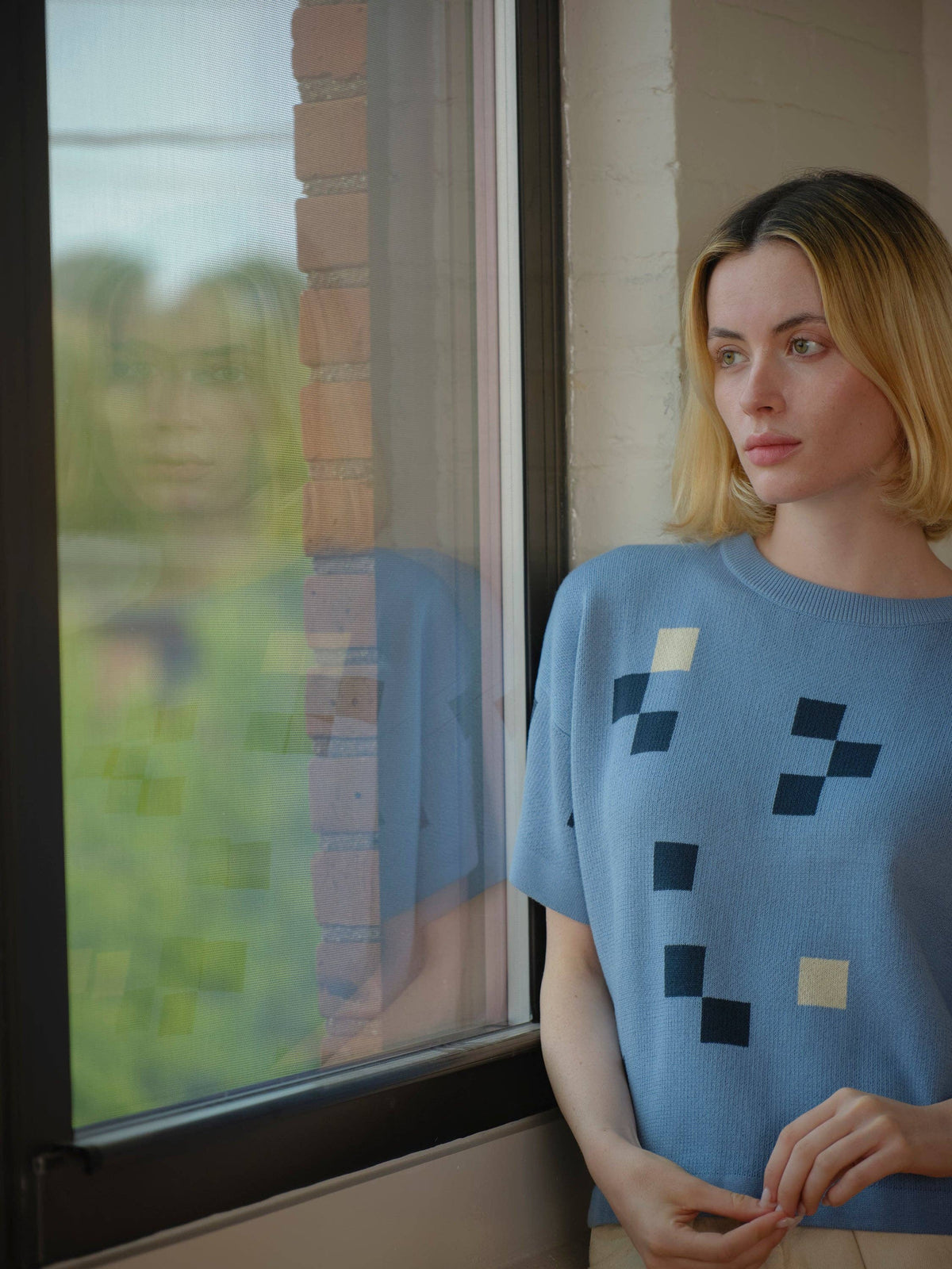 Albers Short Sleeve Sweater Tee | Larimar