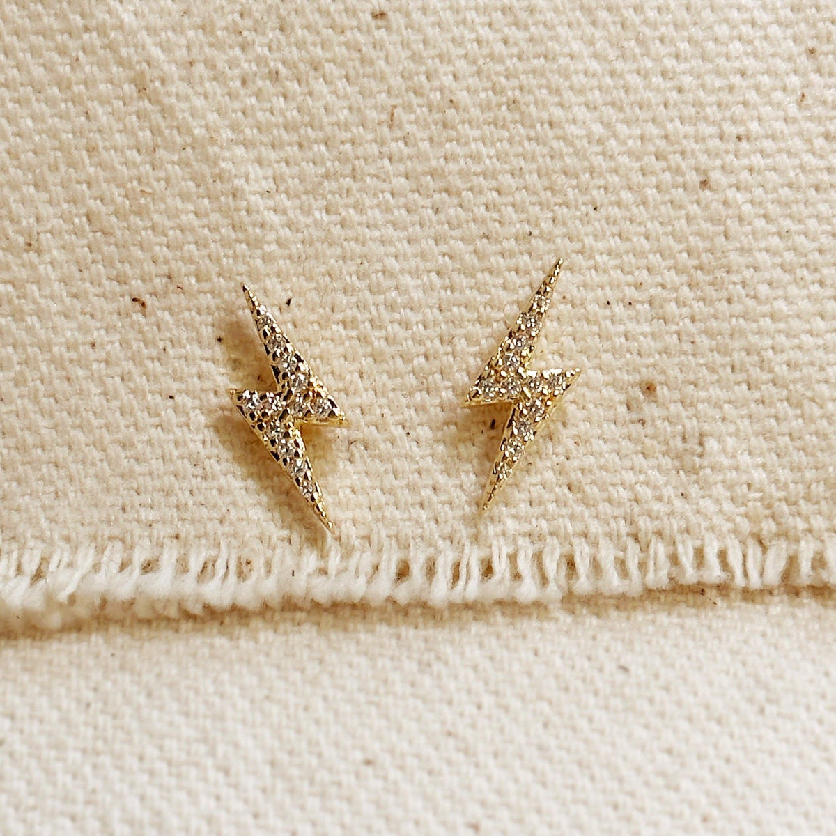 Mini Lightning Bolt Studs w/CZ