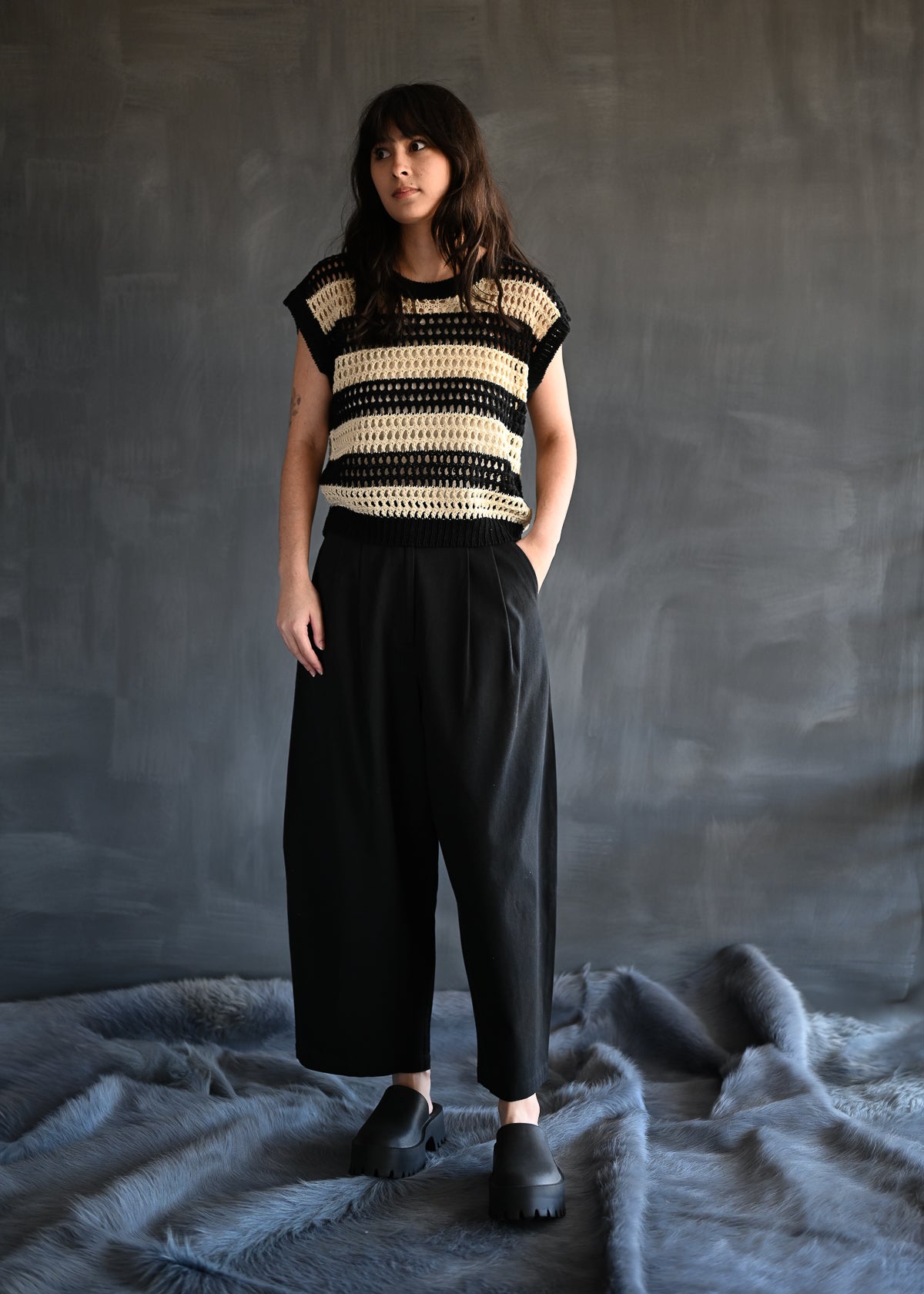 Striped Knit Top | Black Bisque | Small
