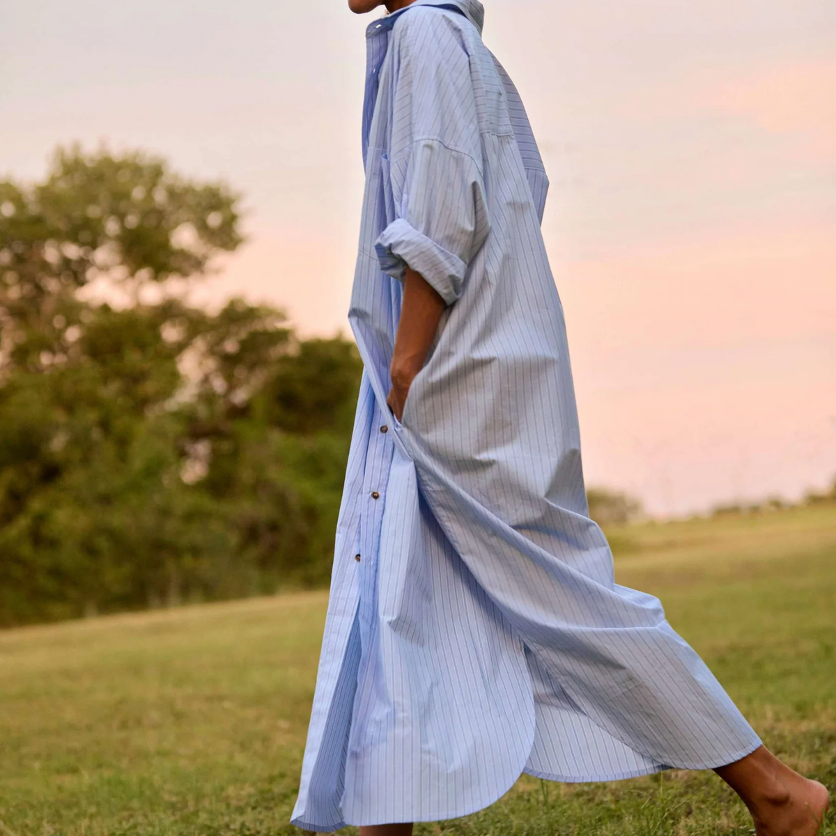 Phoebe Shirt Dress | Aqua Stripe | Size 3