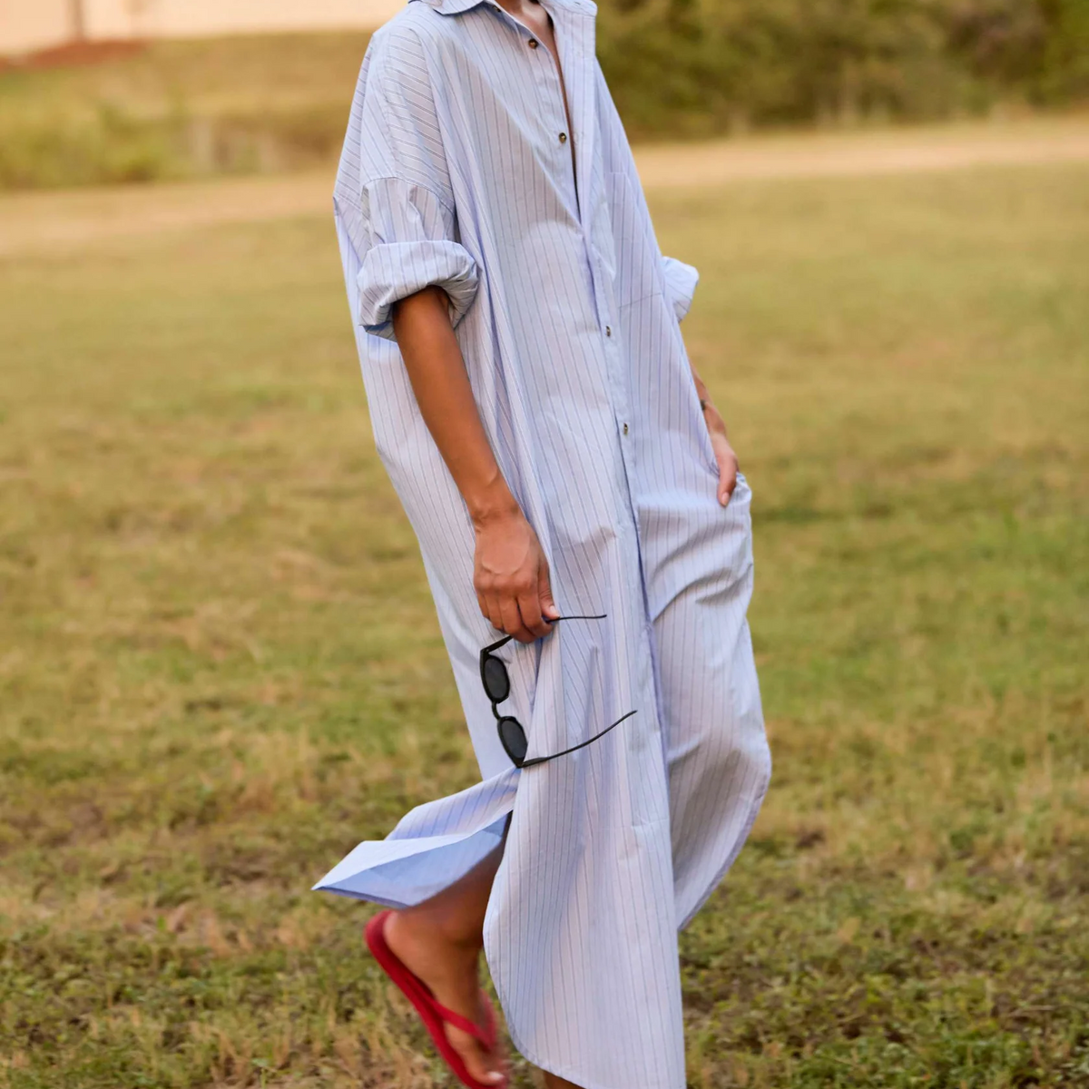 Phoebe Shirt Dress | Aqua Stripe | Size 3