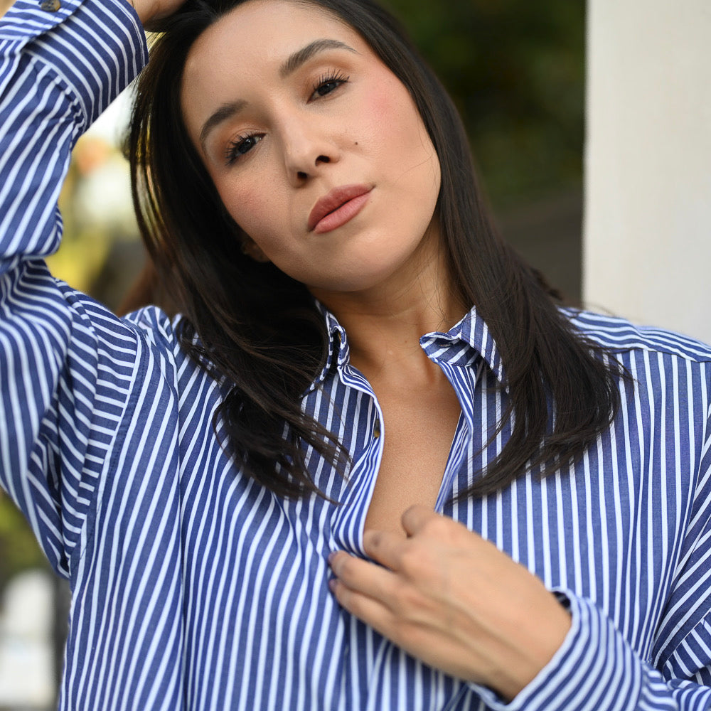 Phoebe Shirt Dress | Navy / White