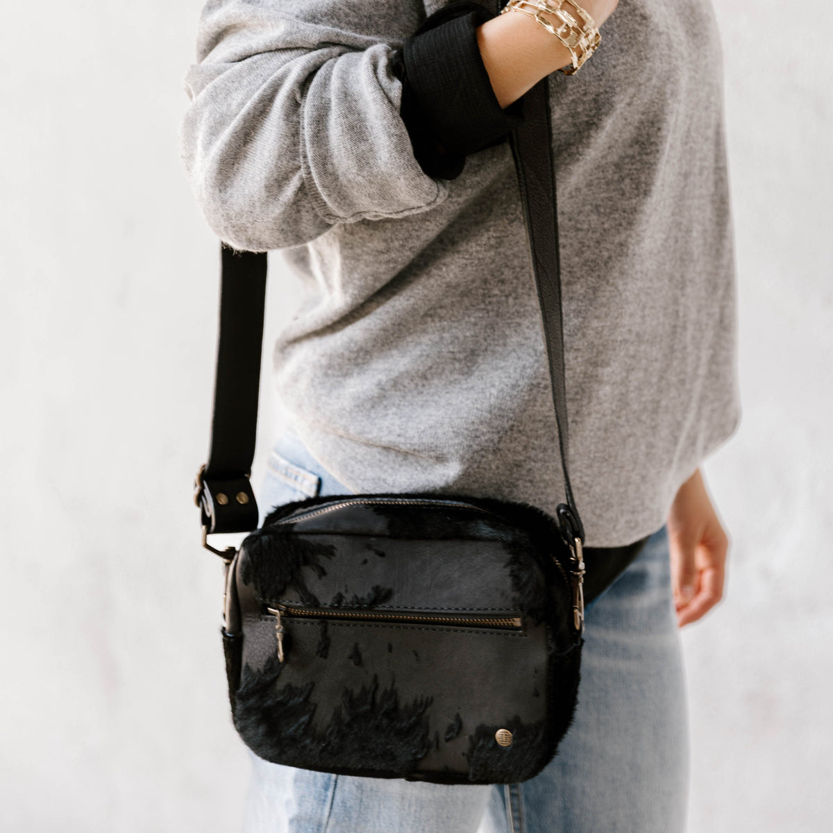 WHITNEY LE | Black Velvet Distressed Hair Hide
