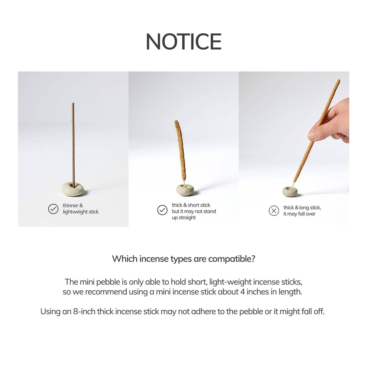 Mini Light Gray Ceramic Pebble Incense Holder