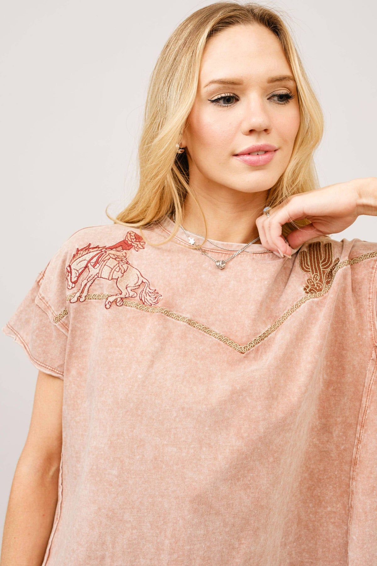 Embroidered Western Yoke T-Shirt | Off White