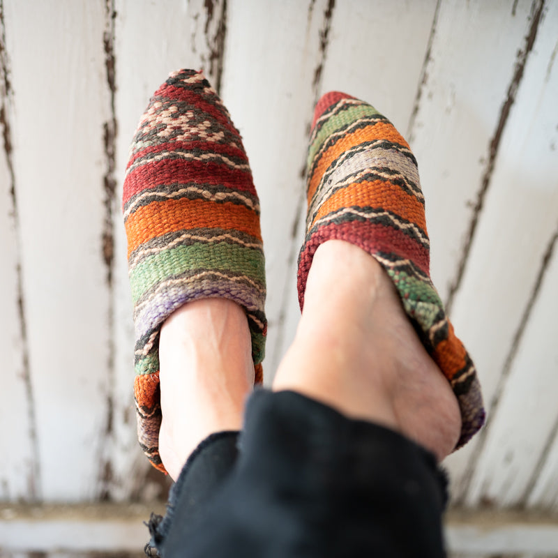 Moroccan Kilim Slippers | Size Large