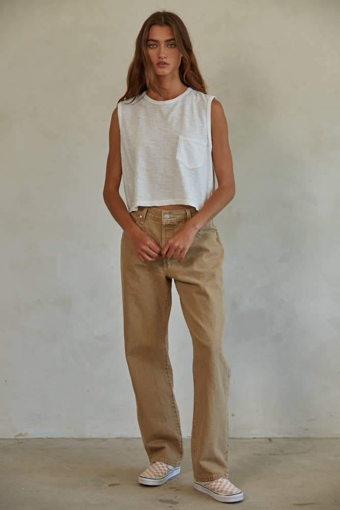 Knit Cotton Jersey Garment Washed Crop Tee | Off White