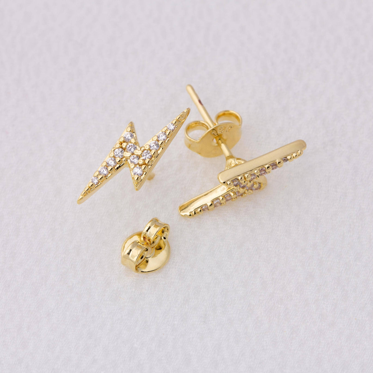 Mini Lightning Bolt Studs w/CZ