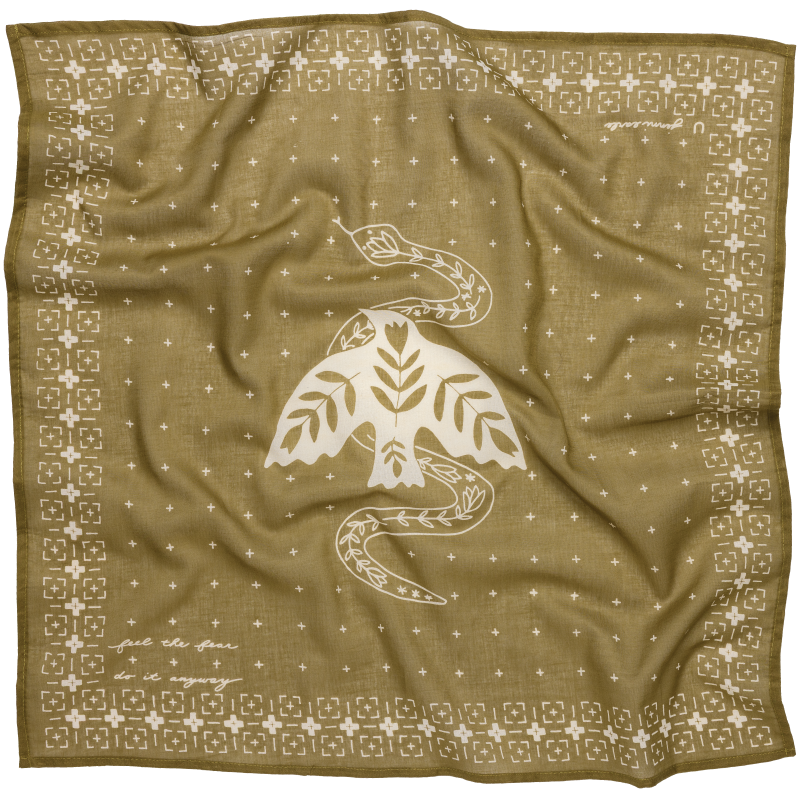 Feel The Fear| Cotton Voile Bandana | Vintage Army