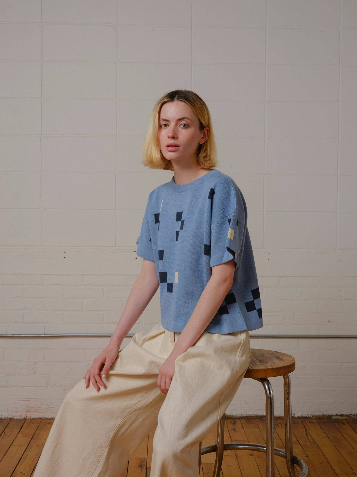 Albers Short Sleeve Sweater Tee | Larimar