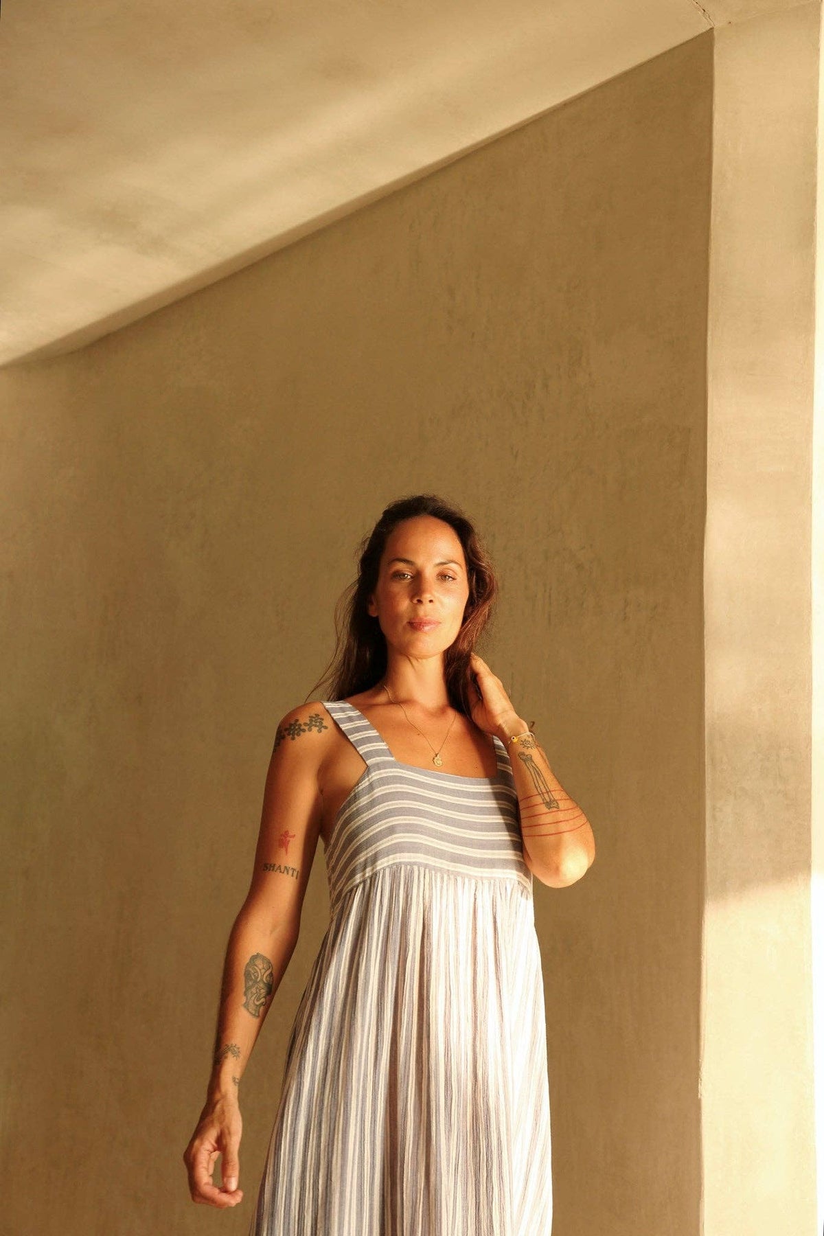 Danish Sundress | Sea Blue Stripe
