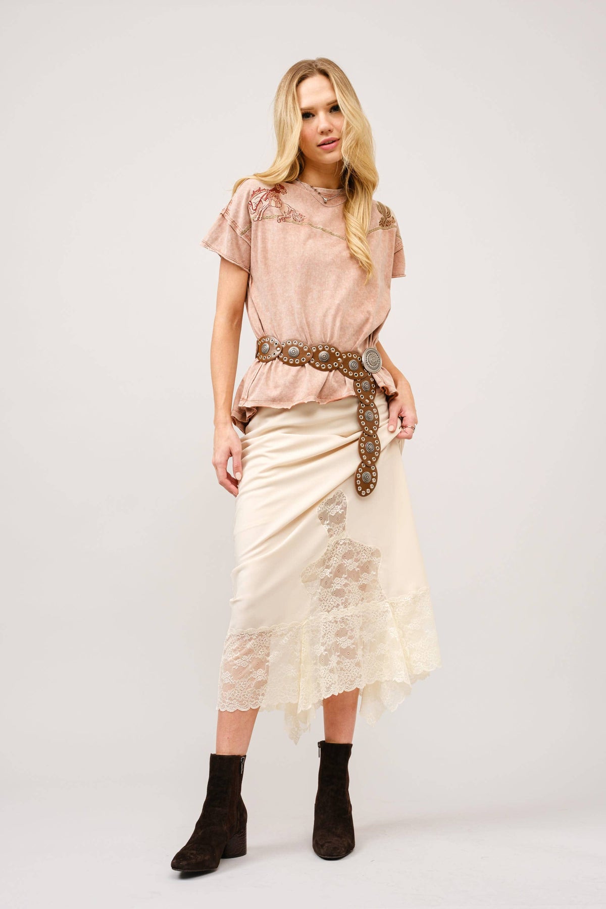 Embroidered Western Yoke T-Shirt | Off White