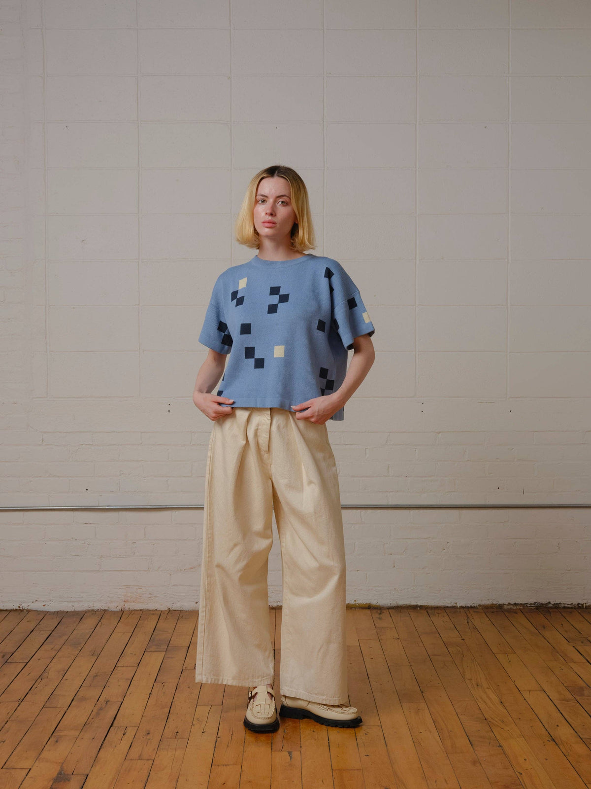 Albers Short Sleeve Sweater Tee | Larimar