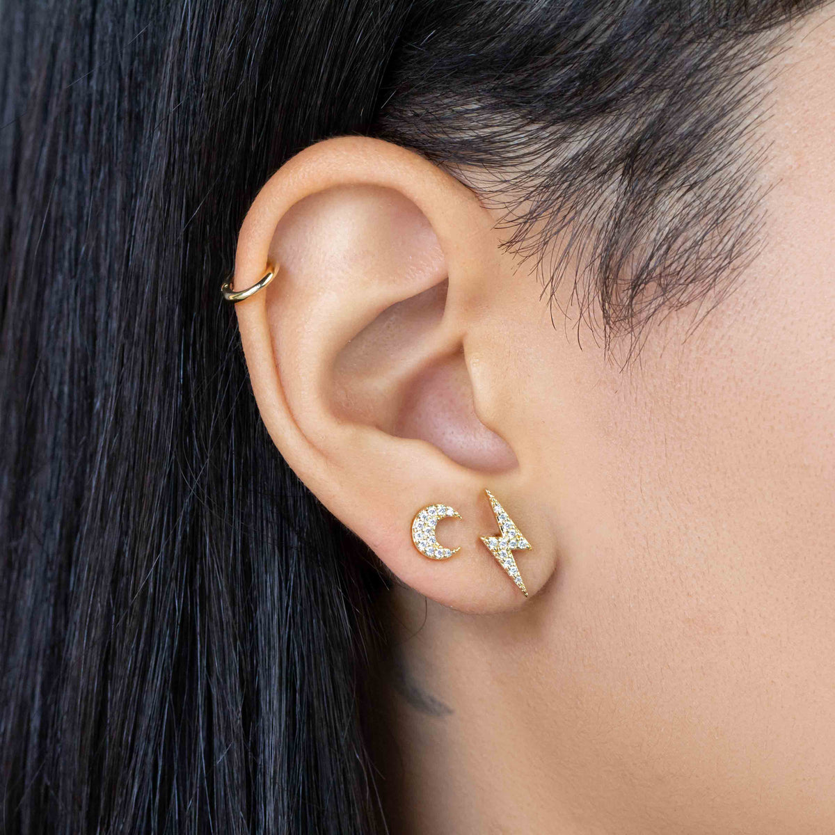 Mini Lightning Bolt Studs w/CZ