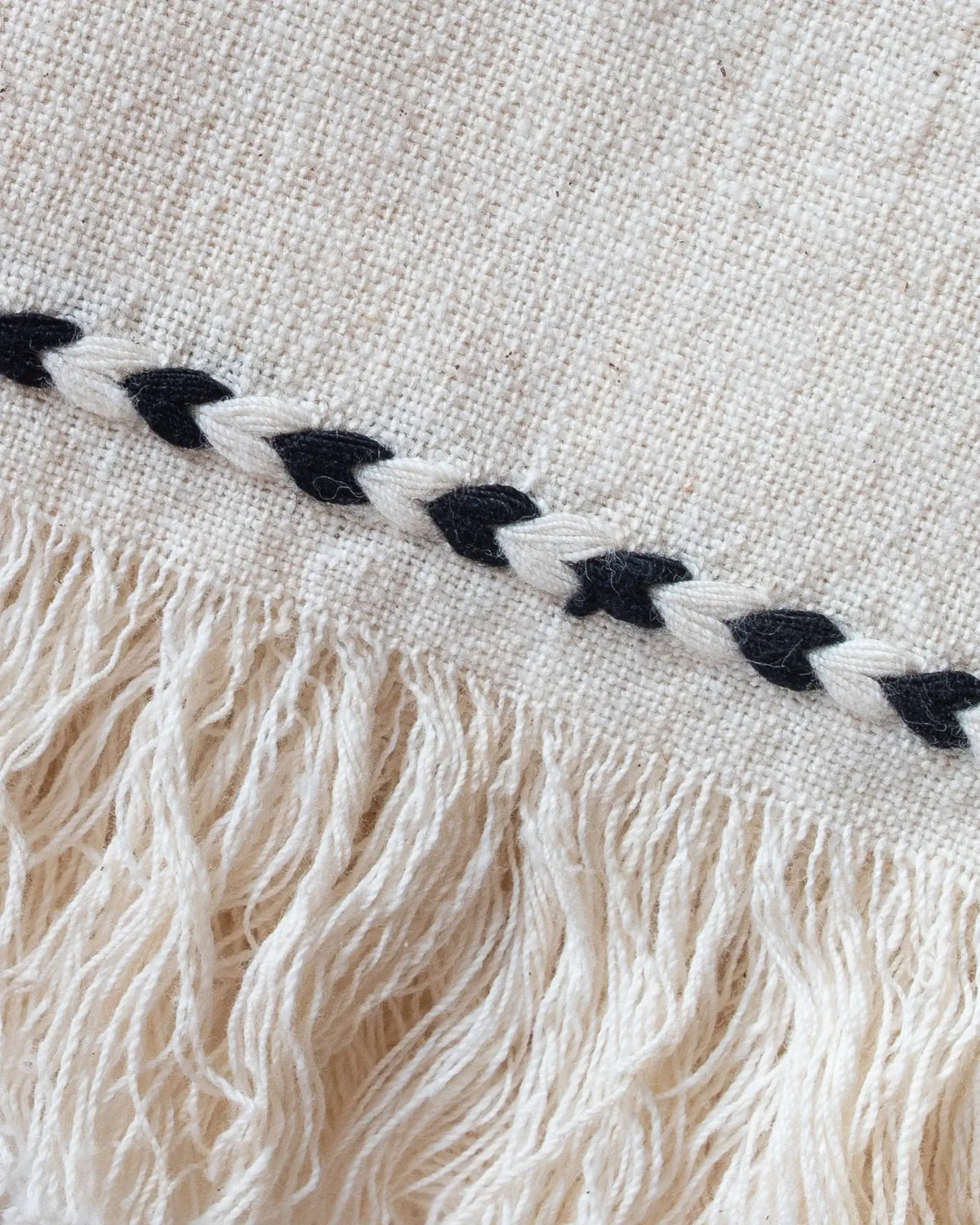 Braid Detail Hand Woven Cotton Napkin Set | Black