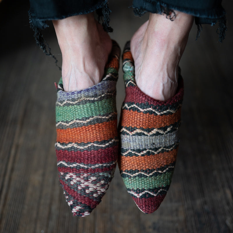Moroccan Kilim Slippers | Size Large