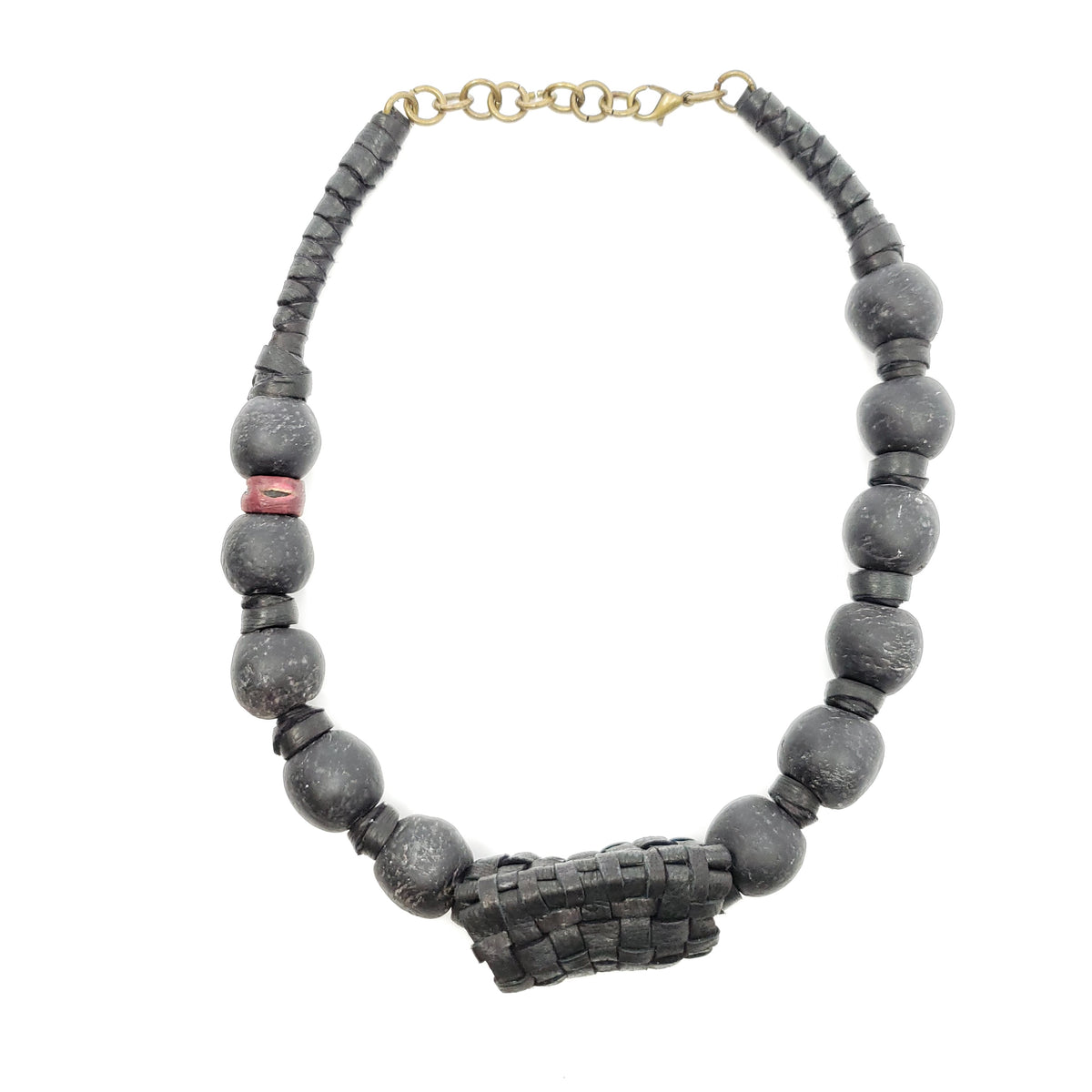 Lattice Leather x Glass Bead Choker